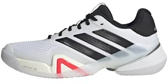 adidas Men's Barricade 1/4 Tennis, White/Black/Lucid Red, 10.5