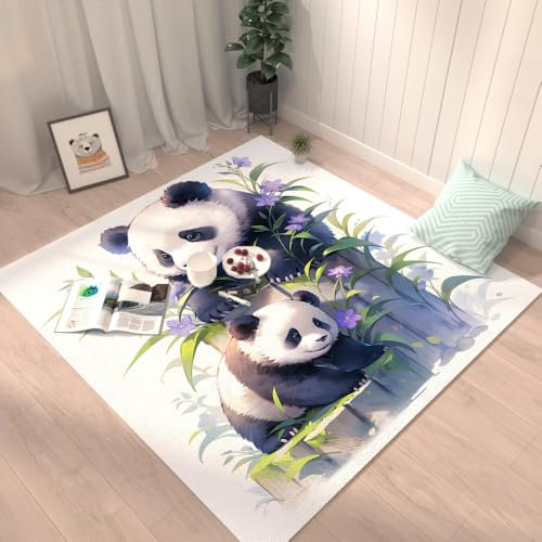 Teppich Wohnzimmer 150X200 Bambus Teppich Schlafzimmer,Wohnzimmerteppich Super Soft,Waschbarer,Anti-Rutsch Unterseite, Kurzflor Strapazierfähig,Modern Rug Pflegeleicht