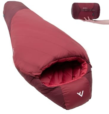 qeedo Daunenschlafsack Sommer – Ultraleicht & kompakt, Komfort 14 °C, in 2 Größen, RDS Daune, wasserabweisend, Camping & Trekking