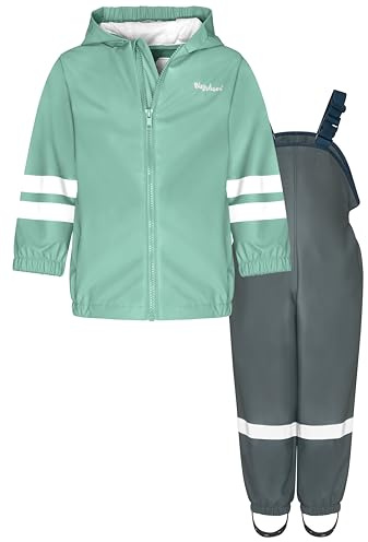 Playshoes Basic regnsäker jumpsuit enfärgad grön/grå, 140 unisex-barn och tonåringar