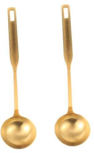COLLBATH 2pcs Stainless Steel Soup Ladle Spoon Deep Cooking Utensils for Hotpot Stew Gravy Serving Stylish Kitchen Use