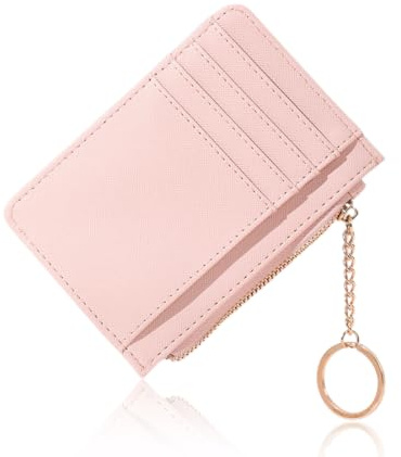 Geldbörse Damen Klein, PU Leder Kreditkartenetui RFID Schutz Geldbeutel Damen Kartenetui mit Münzfach, Mini Geldbeutel aus PU Leder - Kleine Portemonnaie für Damen (Rosa)