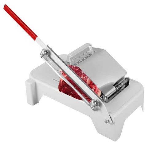 Rebanadora manual de carne congelada, cortadora de carne de acero inoxidable para rollos de cordero y res, cortadora de alimentos de grosor ajustable, cortadora de carne de verduras y frutas, cortad
