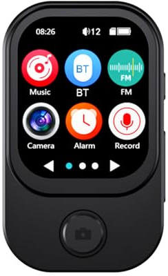 Jectse Écran Tactile Mp3, Mp3 et Mp4 Lecteur de Musique avec Une Caméra de 2,01 Pouces et Réduction de Bruit Intelligente avec Haut-Parleur, Livre Compact, Taille Compacte Facile à (BLACK6)