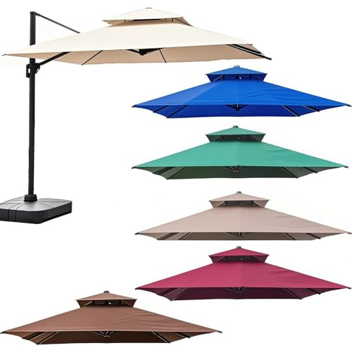 Ombrellone quadrato da terrazza, doppio tetto, per mercato, balcone e terrazza, design antivento per una protezione solare ottimale