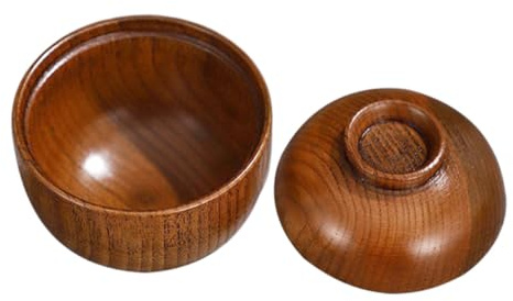 VALICLUD Cuenco Japonés Tazón Práctico y Sólido de Madera con Tapa para Servir Sopa y Arroz, Adecuado para Hoteles y Decoración Elegante Hogar