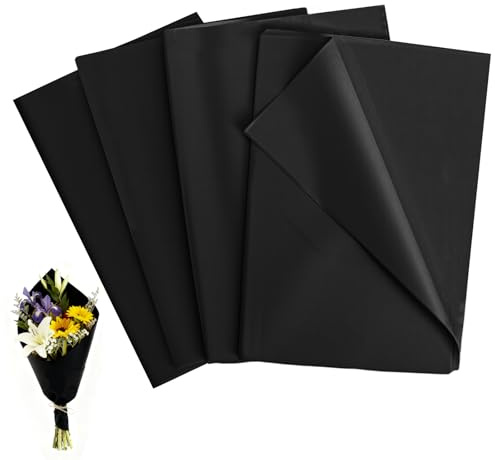 Realjoy 50 Hojas de Papel de Seda, 50 x 70 cm, Papel Seda para Envolver, Rellenar, Flores, Bodas, Navidad, Bricolaje, Cumpleaños（Negro）