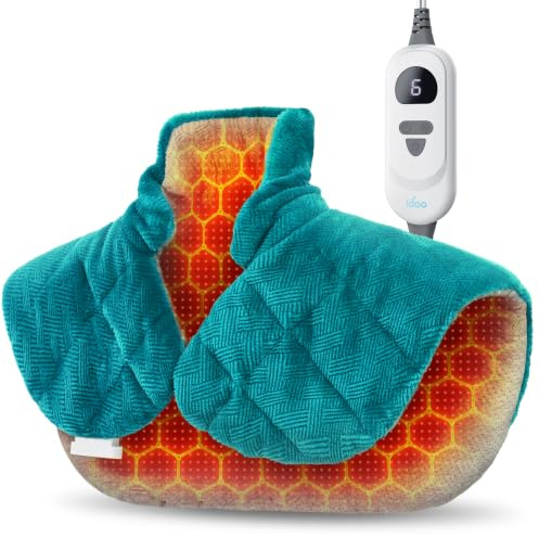 iDOO Graphene-Infused Weighted Heating Pad for Neck, Shoulders & Back | Lightweight Heating Pad with 6 Heating Levels & 4 Auto-Off Timers, Gift for Men & Women, Soft & Washable Fabric, 48 x 61 cm