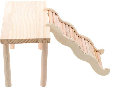 FUTUREORYY Holzleiter für Hamster Stabile Hamsterplattform aus Holz Hamsterkäfigleiter Bissfeste Plattform für Kleintiere Hamsterspielzeug zum Klettern