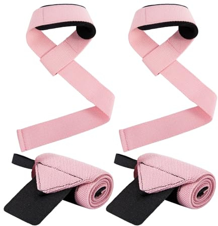 WEESTAAMO Juego de muñequeras y correas de tracción para gimnasio, entrenamiento de fuerza, 4 piezas, correas ajustables con protección para la muñeca, fitness, culturismo, levantamiento de pesas