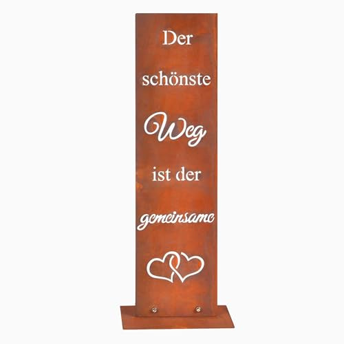 Relaxdays Gartendeko Rostoptik, schönster Weg, HxBxT: 55 x 20 x 15 cm, Cortenstahl, Gartenschild für draußen, braun | HxBxT: 55 x 20 x 15 cm, Cortenstahl, Gartenschild für draußen