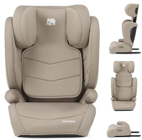 Deryan Charlie i-Size - Seggiolino auto per bambini, 100-150 cm, con Isofix, gruppo 1/2/3, 9-36 kg, 3,5-12 anni, con fissaggio a cinghia, protezione dagli urti laterali, poggiatesta regolabile, colore