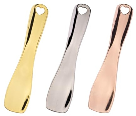 SWETRACE Cuillères à Crème pour Visage pour Noël ou Anniversaire Lot de 3 en Alliage de Zinc, Surface Lisse, Forme Adaptée aux Yeux