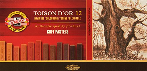 12 Soft Toison D'or Pastell-Carrékreiden / Zeichenkreiden BRAUNtöne