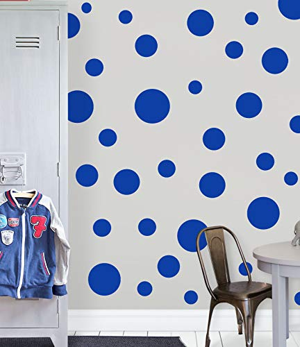 Create-A-Mural Polka Dot Wall Stickers, Wall Decor Stickers, Wall Dots, Vinyl Circle Room Dot Decals (Blue)