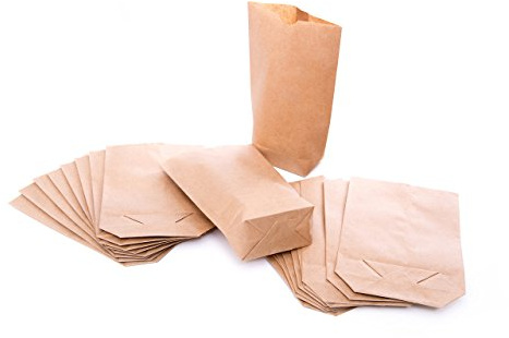 Sacchetti carta kraft marroni grandi con fondo a croce, 100 pezzi: buste per alimenti e regali, confezioni per feste e fai-da-te, personalizzabili per popcorn, dolci e semi, 19,5 x 29,5 x 7,5 cm