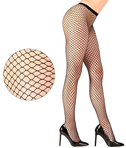 Widmann - Nätstrumpbyxor med stora maskor, svart, halloween, karneval, temafest