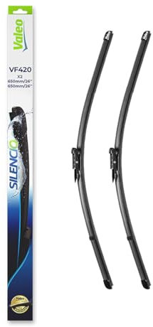 VALEO Silencio Tergicristalli VF420 Kit di Spazzole tergicristallo originali Flat Blade ad Alte Prestazioni, Maggior Visibilità su Strada 650mm/650mm Anteriore Confezione da 2 574358
