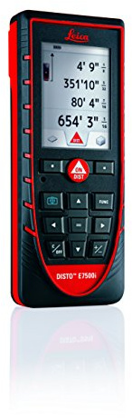 Leica Geosystems Leica DISTO E7500i 660ft Laser Distance Measure w/Bluetooth & DISTO Sketch iPad iPhone App, Black/Red