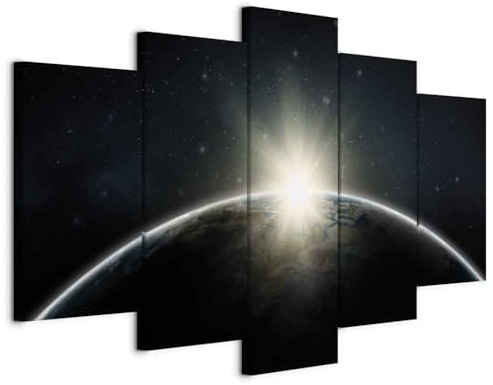 Cuadros B&D XXL - Leinwandbild Earth Weltall Himmel, 200x100 cm, 5-teilig | Hochwertige Leinwand, sofort aufhängbar, ideal fürs Wohn- oder Schlafzimmer, wasserfest und lichtecht, langlebig, stilvoll