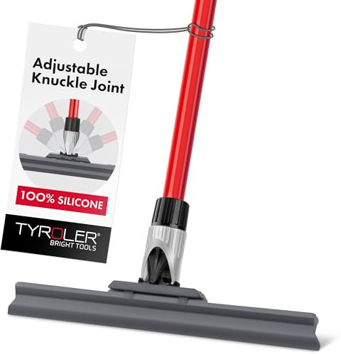 Tyroler Wet Room Floor Squeegee Heavy Duty | 30cm Head 100% Silicone | 4-Part 140cm Long Handle Squeegee | Perfect Bathroom & Shower Squeegees| Ideal for Any Surface | Squeegees Mop for Floors