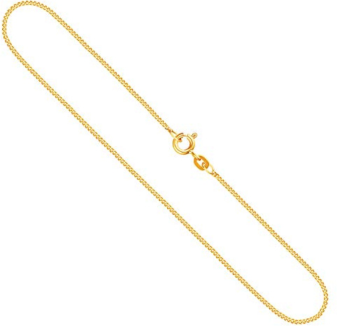 EDELIND Goldkette Damen Herren Halskette 1.2 mm Panzerkette flach 333, 375, 585 oder 750 aus Gelbgold Echt Gold Kette, Halskette Gold mit Schmuck Geschenkbox