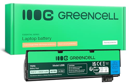 Green Cell 01AV424 SB10K97584 SB10K97585 SB10K97597 4X50M08810 4X50M08812 Laptop Akku für Lenovo ThinkPad T470 T570 A475 P51S T25 (6 Zellen, 4400mAh, 10.8-11.1 V, Farbe Schwarz)