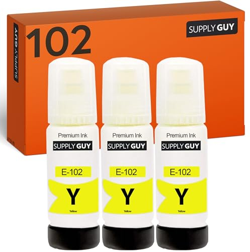 Supply Guy Tinte Gelb kompatibel mit Epson 102 für EcoTank ET-4850 ET-2850 ET-2856 ET-3850 ET-4856 ET-15000 (3x70ml Tintenflaschen)