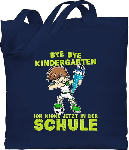 Shirtracer Baumwolltasche - Schulanfang & Einschulung Geschenk Turnbeutel - Bye Bye Kindergarten ich kicke jetzt in der Schule Dabbing Junge Fußball Schultüte - Unisize - Navy Blau - geschenke