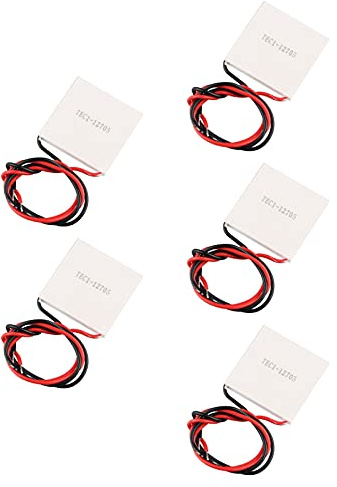 HALJIA 5 Stück TEC1–12705 Thermoelektrisches Kühlermodul Peltier Kühlsystem, 12 V, 45 W, Halbleiter Kühlkörper Thermoelektrischer Kühler Peltierplattenelemente Modul 40x40mm