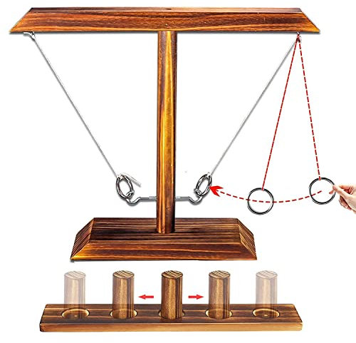 Ring Toss Hook und Ring Indoor,Ringwurfspiel aus Holz,Toss Haken und Ring Spiel,Ring Toss Game,Hook Toss Battle Game,Haken-Ring-Wurfspiel