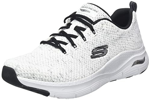 Skechers Arch Fit Glee For All, Zapatillas Mujer, White/Black, 35 EU