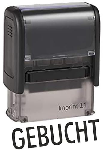 Selbstfärber Imprint/Lagertext – GEBUCHT - von Kaufhaus2010 - Lagertextstempel zur Kennzeichnung von Dokumenten 37 mm lang