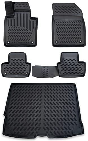 ELMASLINE 3D Gummimatten & Kofferraumwanne Set für Volvo XC-60 (XC60) 2017-2025 | Mitteltunnel passt Nicht in Recharge