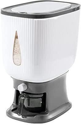 coserori 10Kg Automatic Rice Dispenser with Rinsing Cup Rice Dispenser Rice Storage Rice Bucket Household Rice Box-B, White