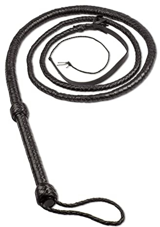 HADZAM Frusta Indiana Jones 4, 6, 8 FT in 8 trecce e 12 trecce realizzate in vera pelle di mucca nucleo in corda a nido d'ape in più colori (nero, 10 m - 8 pizzi)