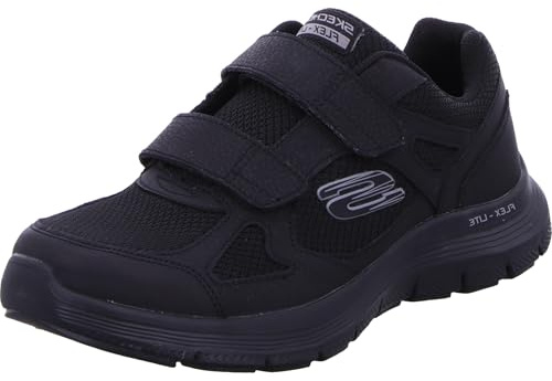 Skechers Flex Advantage 4.0 Fortner Black Adjustable Mesh Trainers Shoes (UK_Footwear_Size_System, Adult, Men, Numeric, Medium, Numeric_9)