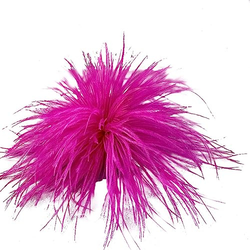 Vintage Feder Brosche,Asudaro Straußenfeder Brosche Damen Federhut Zubehör Damen Feder Brosche Mode Vintage Natürliche Flauschige Straußenfeder Brosche Für Halloween Hochzeit,D: 13 Cm–16 Cm Rosenrot