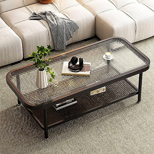 Couchtisch Glas,Set Beistelltisch rund Wohnzimmertisch aus Holz und Metall Satztisch Kleiner Tisch für Wohnzimmer,Teetisch mit Ablage,Wohnzimmertisch aus gehärtetem Glas Sofatisch für Schlafzimmer