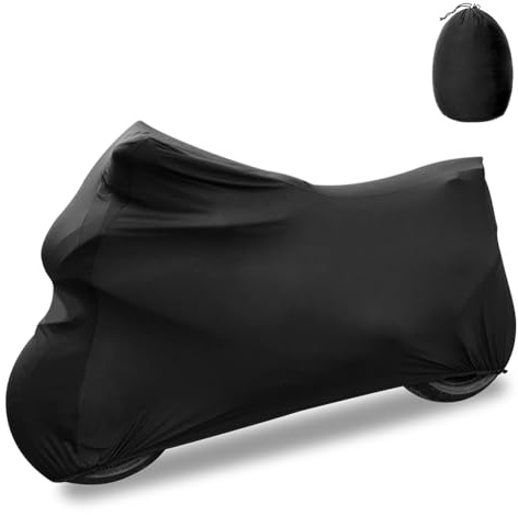 Erato Indoor Motorradabdeckung Elastische Stretch Stoff 265 x 105 x 125 cm | Motorrad Abdeckung Staubschutzabdeckung Indoor Atmungsaktiv UV Staubschutz für Garage, Schwarz