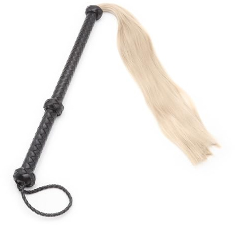 ATTAWA Pferdeschweif Peitsche Spanking Gerte Reitpeitsche Leder Peitschen Spannend Verführung Paddel Erotik Flogger BDSM Erwachsener Whips Fetisch Cosplay SM Sex Spiele Spielzeug für Paare,Schwarz,L