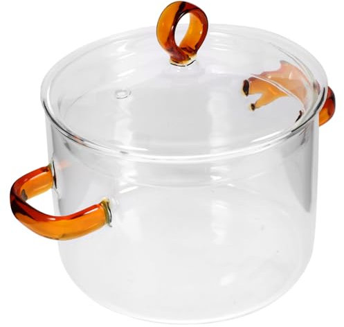 Ciieeo High Borosilicate Glass Stockpot Double Handle 1.5l Small Cooking Pot Lid for Stovetop Noodle and Stew Cooking Kitchen Cookware
