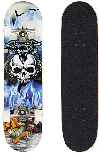 OHMG Skateboard, Anfänger-Skateboard mit PU-Rad, Longboard, kleines Skateboard, ABEC-7 Kugellager, 7 Lagen aus Ahornholz, für Anfänger Kinder und Erwachsene