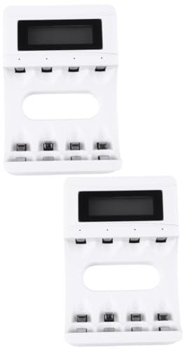 Angoily 2pcs 4 Bay Universal Rechargeable Battery Charger Lcd Display Short Circuit Overheat Protection Independent Charging Charger Equipment
