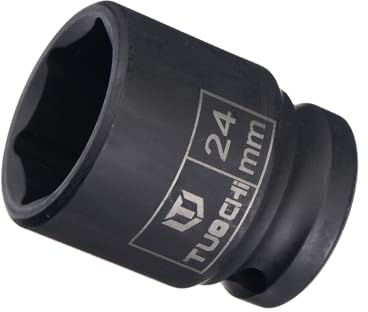 CoCud Deep Impact Socket, 1/2 Inch Drive 24mm Socket Size, CR-V 6-Point Metric Deep Sockets - (Applications: for Remove Tighten Hex Head Bolts Nuts)