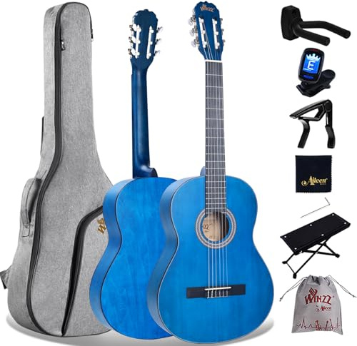 Winzz Konzertgitarre 4/4 Erwachsene, Klassische Gitarre für Anfänger 39 Zoll, Blau