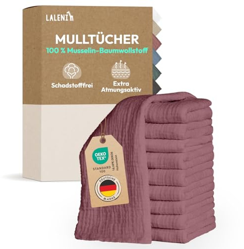Laleni Mulltorkdukar baby 30-pack, muslin i 100% bomull 70 x 70 cm, absorberande och tvättbara – Rosa
