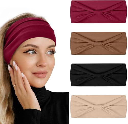 Flintronic 4 Diademas Turbantes para Mujer, Diadema De Lazo Ancho, Bandas Elasticas Pelo, Accesorios para El Cabello para Deportes Diarios Y Fitness