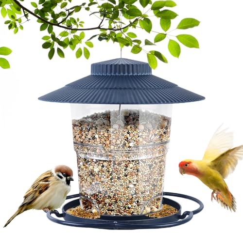 Sporgo Vogelhaus Zum Aufhängen: Vogelfutterhaus Wetterfest Vogelfutterspender für Wildvögel, Futterhaus Vögel Hängend für Balkon Vögel Vogelhaus Transparent Futterstation Zur Ganzjährigen, Blau