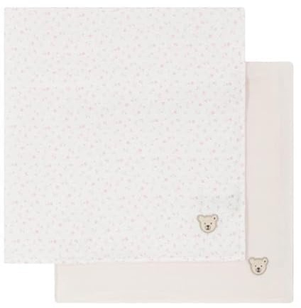Steiff Mullwindel 2er Set Bright White, geeignet als Wickelunterlage, Spucktuch für Babys, Baby Tuch, atmungsaktiv und saugfähig, waschmaschinenfest